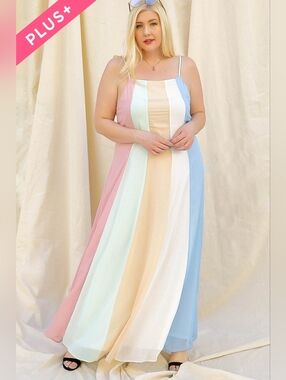 DAVI & DANI Pastel Striped Maxi Dress